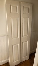 Pair White Primed Bifold Doors, Swing 6 Panel, Internal Folding Door