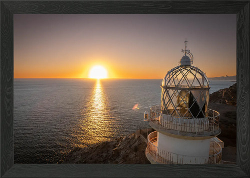 Lighthouse sunset framed - lighthouse, wall