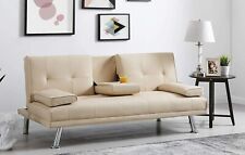 Sofa Bed Faux Leather with Cup