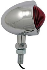 Highway Hawk Motorcycle Chrome Bullet Marker Side Light Long Stem Red BC2360 T