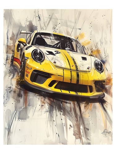 Yellow sports car dynamic - yellow,