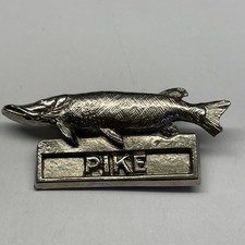 Pike Badge  Fish Fishing Pike Brooch Lapel Hat Tie Pin Jewellery