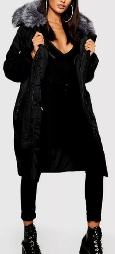 Black oversized faux fur - black,