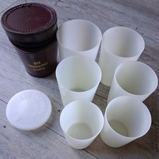 Vintage Leather Travel Case With Six Drinking Cups /Tumblers