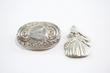 Sterling Silver Brooches Georgian Lady Repousse Statement Vintage x 2 (47g)