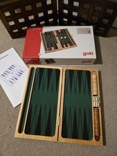 Goki Backgammon Board Game Portable Travel Wooden Folding Box Counters Dice
