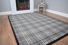 Tartan Grey Living Room Rug