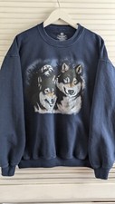 Vintage Covington Sears Wolf Graphic Sweatshirt Adult sz L Dark Blue