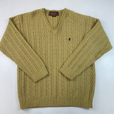 Marlbor o Classics Cable Knit Jumper / V-Neck / Large / Mustard Yellow