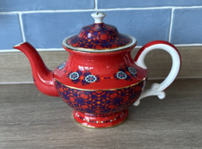 T2 Teapot Red Blue Floral Geometric Pattern Large 1.5 Pint Afternoon Tea