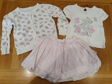 Asda George Disney Bambi 3 Piece Set (Cardigan, Short Sleeve Top & Skirt) 12-18m