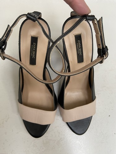 Zara geometric black nude heel - nude,