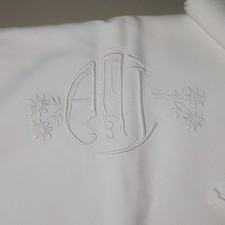 Vintage Linen Monogrammed French Sheet. 