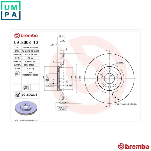 Brake disc 8003 11 - disc, 09.8003.11