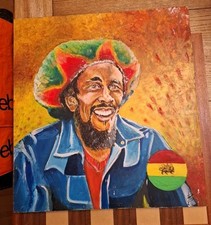 OOAK Bob Marley Acrylic Colour Portrait Painting On Board Circa 2017 50x46cm