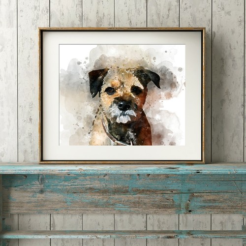 Border terrier dog - terrier, art