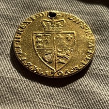 1795 KING GEORGE III FULL GOLD SPADE GUINEA WATCH CHAIN FOB /CHARM / PENDANT 