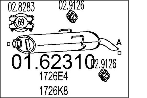 Mts 62310 rear muffler - mts,