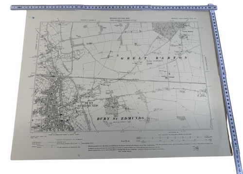 Antique map bury edmunds - bury, st