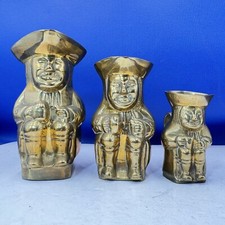 Brass Toby Jugs Set of 3 Heavy