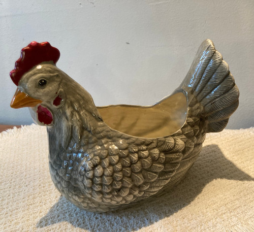Ceramic chicken hen planter - ceramic,