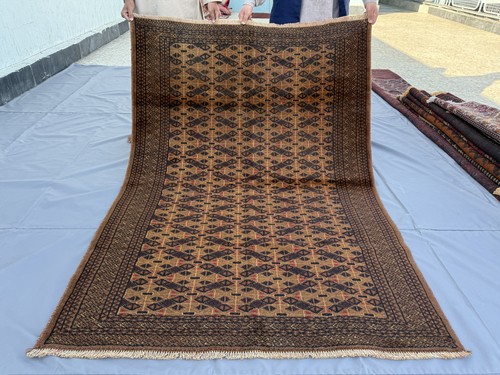 Brown vintage afghan bokhara - afghan,