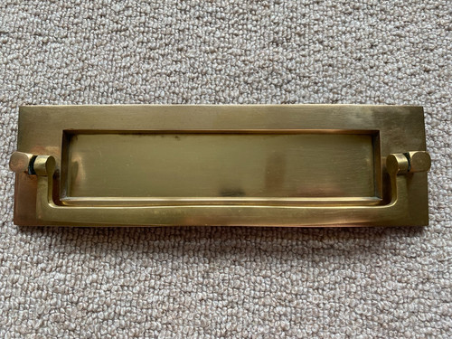 Old brass letterbox - letterbox,