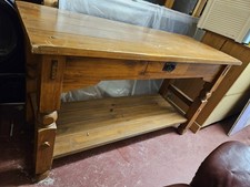 Long Solid Sturdy Solid Pine Console/Hall Table. Useful Shelf and Drawer. Used