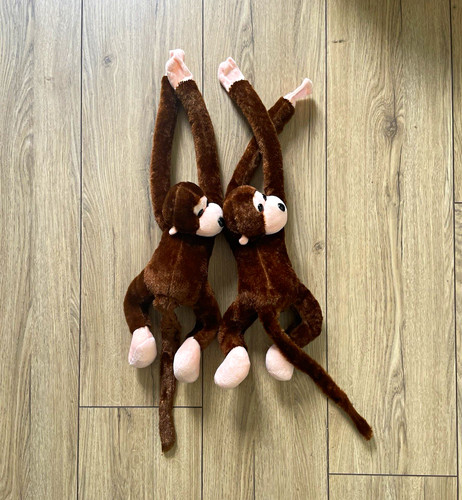 Brown plush hanging monkeys - hanging,