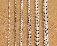 Sterling Silver Belcher Chain Necklace 3.5mm 4mm 5mm 6mm 8mm 18 20 22 24 26 28"