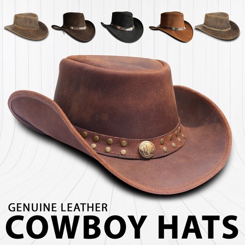 Cowboy hats mens real leather - hats,
