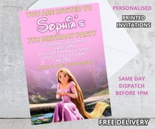 Personalised PRINTED Rapunzel Theme Pink Birthday Party Invitations Invites