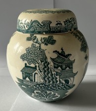 Mason's Ironstone Ginger Jar with a Willow Green pattern