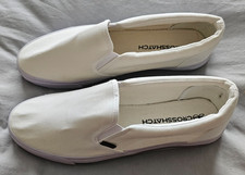 CROSSHATCH White Mens Slip On Canvas Shoe Plimsoll Flat Size 9 NEW