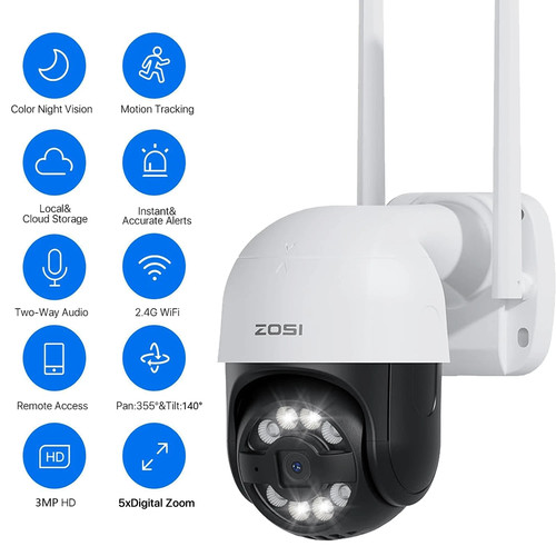 Zosi 3mp ptz wireless camera - ptz,
