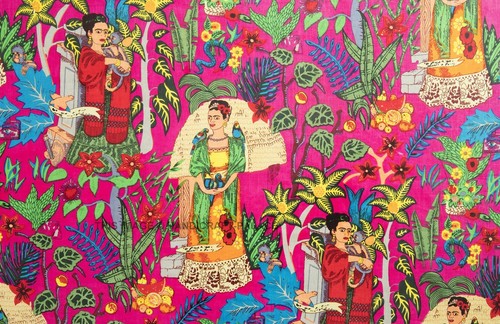 Indian pink printed fabric - indian,