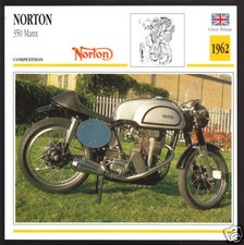 1962 Norton 350cc Manx Racer Derek Minter Race Motorcycle Photo Spec Info Card