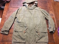 Jack Wills Khaki Hooded Removable Sherpa Inner Gilet Drawstring Parka Size 14