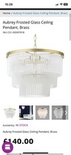BHS Aubrey Frosted Glass Brass