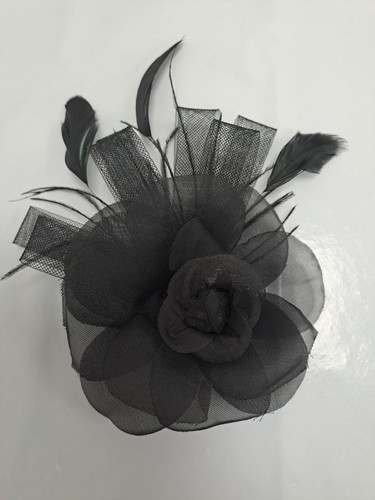 Fascinator black feather mesh - fascinator,