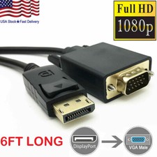 Display Port to VGA Cable Adapter Converter Video HDTV PC Monitor Laptop Desktop