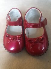 PEDIPED 'ISABELLA' RED PATENT LEATHER BOW MARY JANE BABY SHOES 6/12 MONTHS 