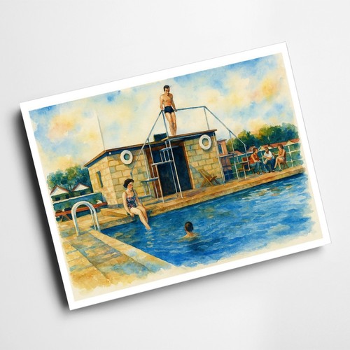 Print swimming pool - a4,