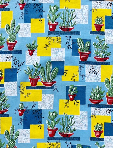 Vintage fabric cacti cactus - fabric,
