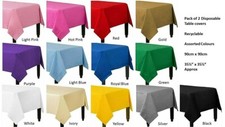 Pack of 2 Disposable Paper Table Covers / Table Cloths - Square 90CM X 90CM 