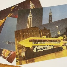 Blackpool Postcards Vtg Foiled Shiny  Tower Trams  Retro Lot Of 5