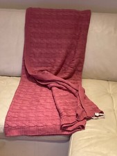 Pink Wool Throw Warm Blanket Cable Knit Sofa Throw  Chair throw NEW RRP £ 145