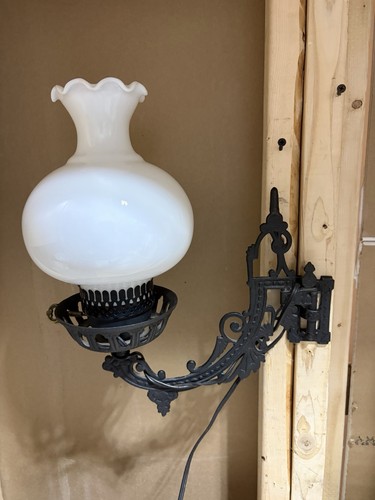 Vtg antique oil lamp wall - antique,