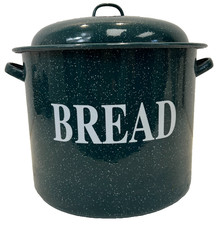 Bread Bin, Metal, Dark Green, Lidded, Handles