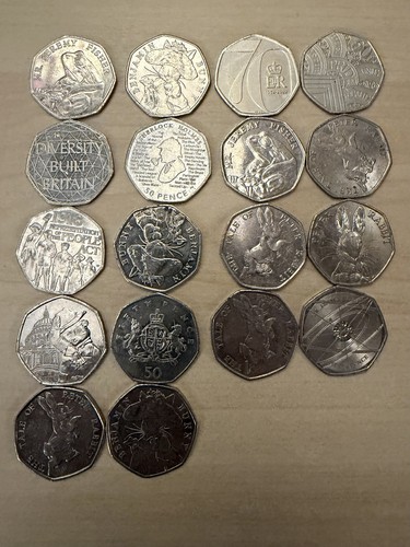 50p coin bulk lot mixed - uk,